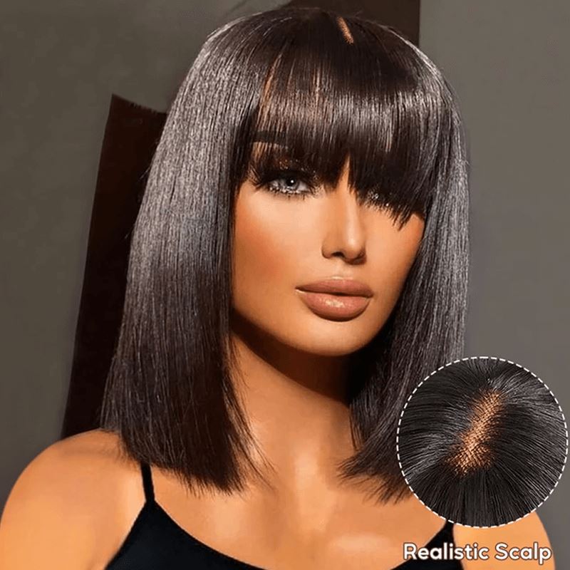Aligrace MLG Series Full Machine Straight Bob Wigs With Bangs