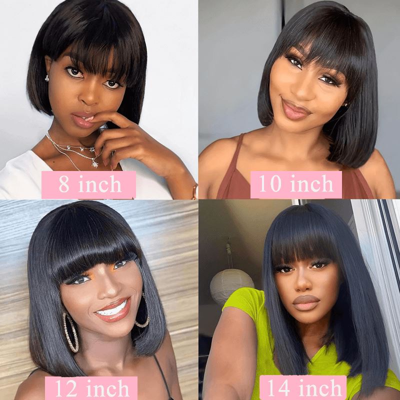 Aligrace MLG Series Full Machine Straight Bob Wigs With Bangs