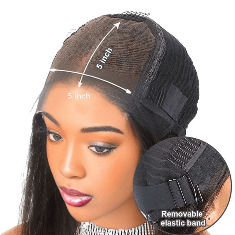 Aligrace 5x5 HD Lace Front Straight Wigs Natural Black