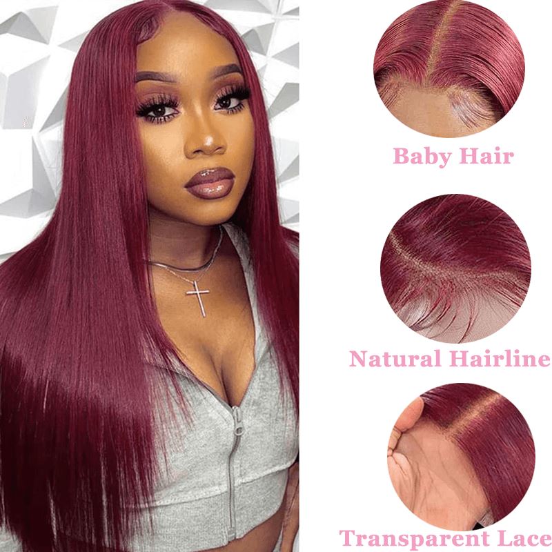 Ali Grace 4x4 Lace Closure Straight Hair Wigs 99J Color