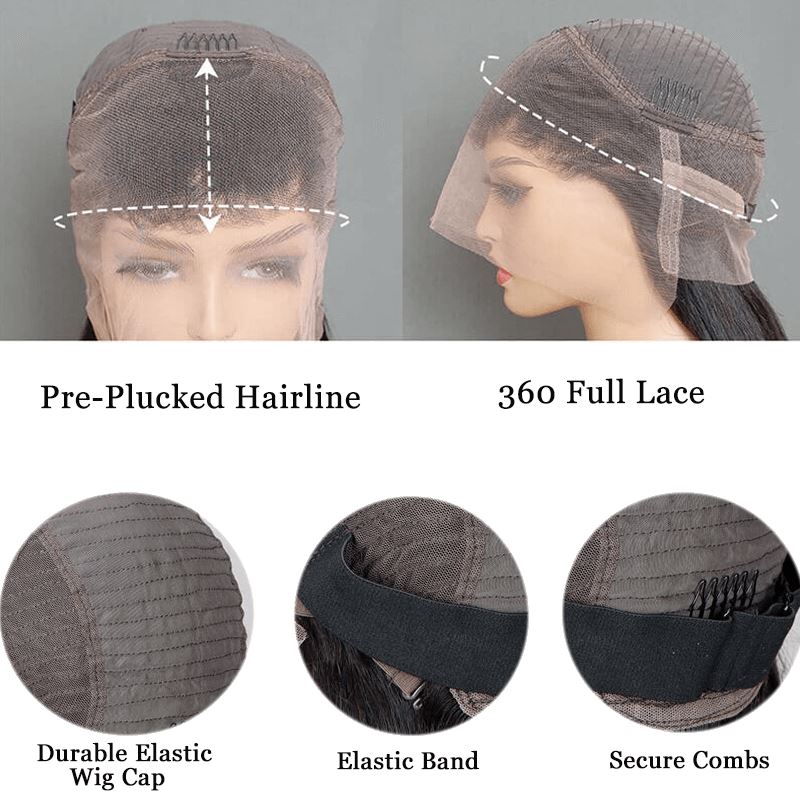 Aligrace Yaki Straight High Density 360 Transparent Lace Front Wig