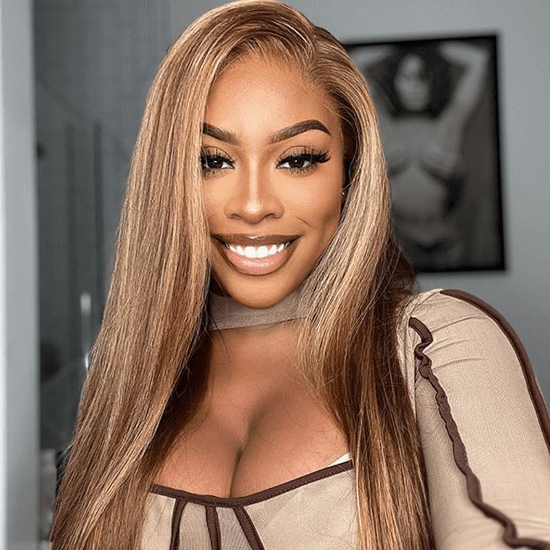Ali Grace 13x4 Lace Front Straight Hair Wig Highlight Brown Color