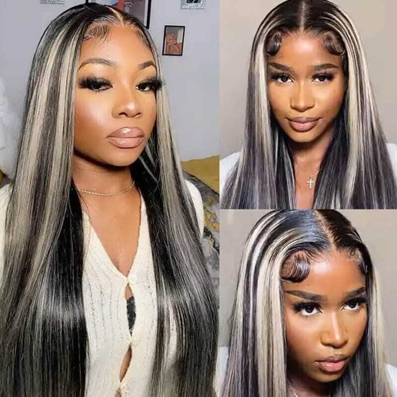 Aligrace 13x4 Lace Straight Wigs P1B/613 Color Ombre Human Hair Wigs AliGrace