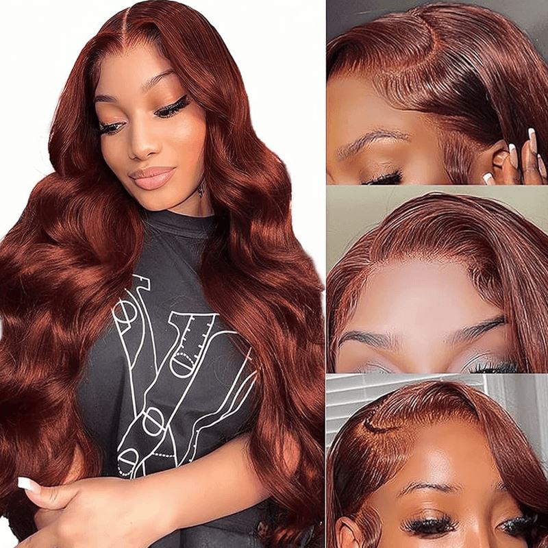 Aligrace 13x4 Lace Body Wave Human Hair Wig Reddish Brown