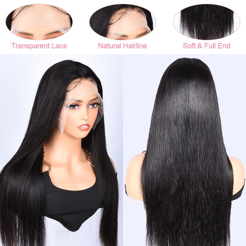Aligrace 13x4 Transparent Lace 100% Virgin Human Hair Straight Wig for Black Women