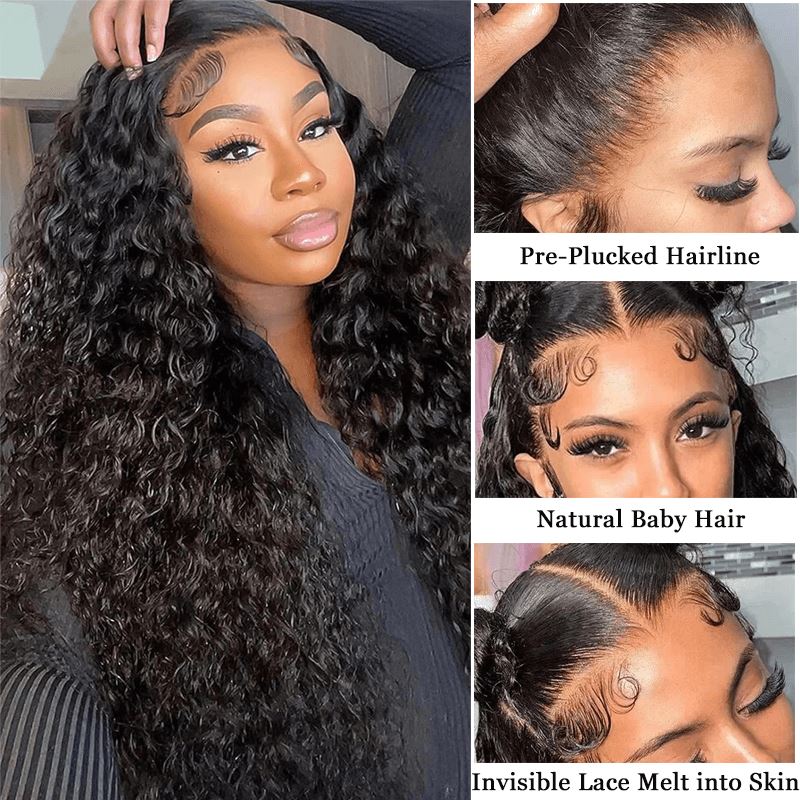 Aligrace Transparent Lace Front Natural Color Curly Human Hair Wigs