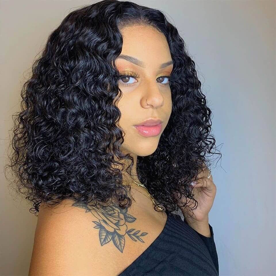 Aligrace 13x4 Lace Frontal Super Secure Water Wave Short Bob Wig Real Ear To Ear