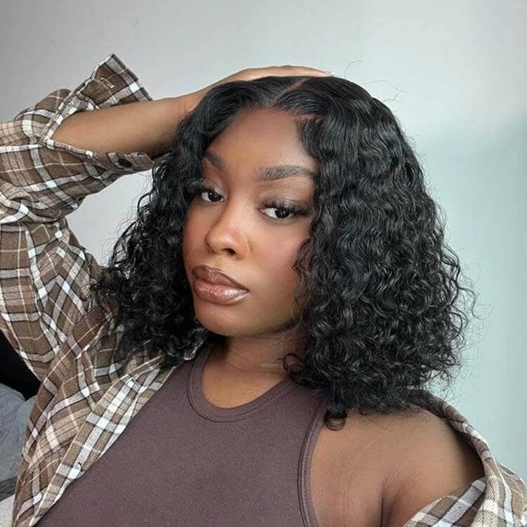 Aligrace Pre Cut 5x5 Lace Water Wave Wear Go Glueless Short Bob Wig