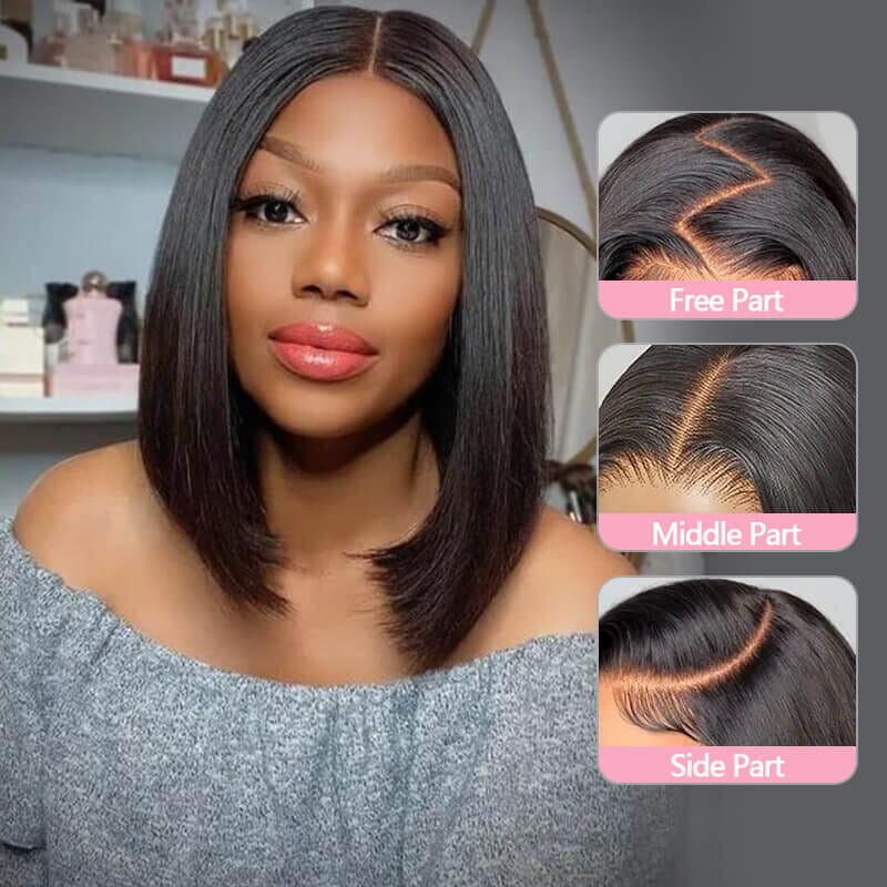 Aligrace Hair 5x5 Pre Cut Lace Wear and Go Glueless Straight Bob Wig for Black Women