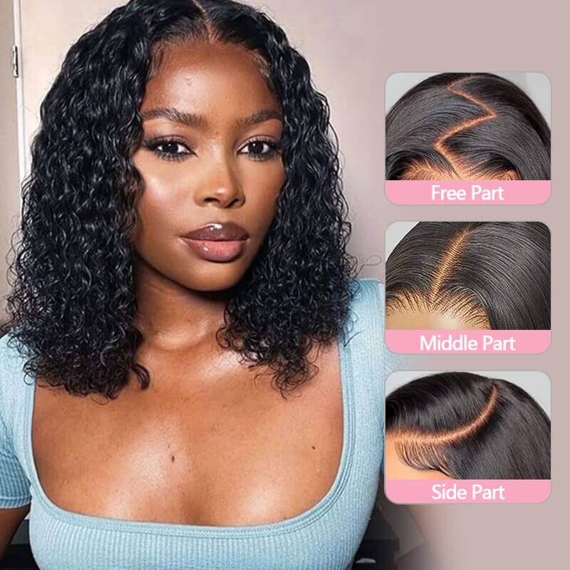 Aligrace Pre Cut 5x5 Lace Water Wave Wear Go Glueless Short Bob Wig