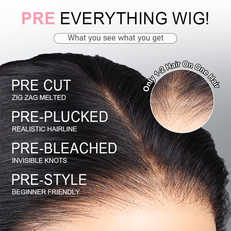 Aligrace Quick Install 6x5 Wear Go Glueless Kinky Straight C Part Short BoB Wig