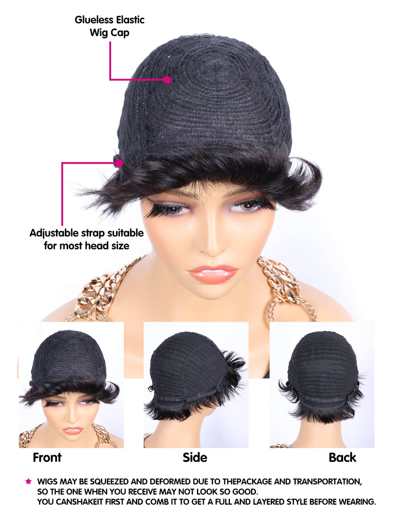 Aligrace Natural Color 6 inch Machine Made wigs