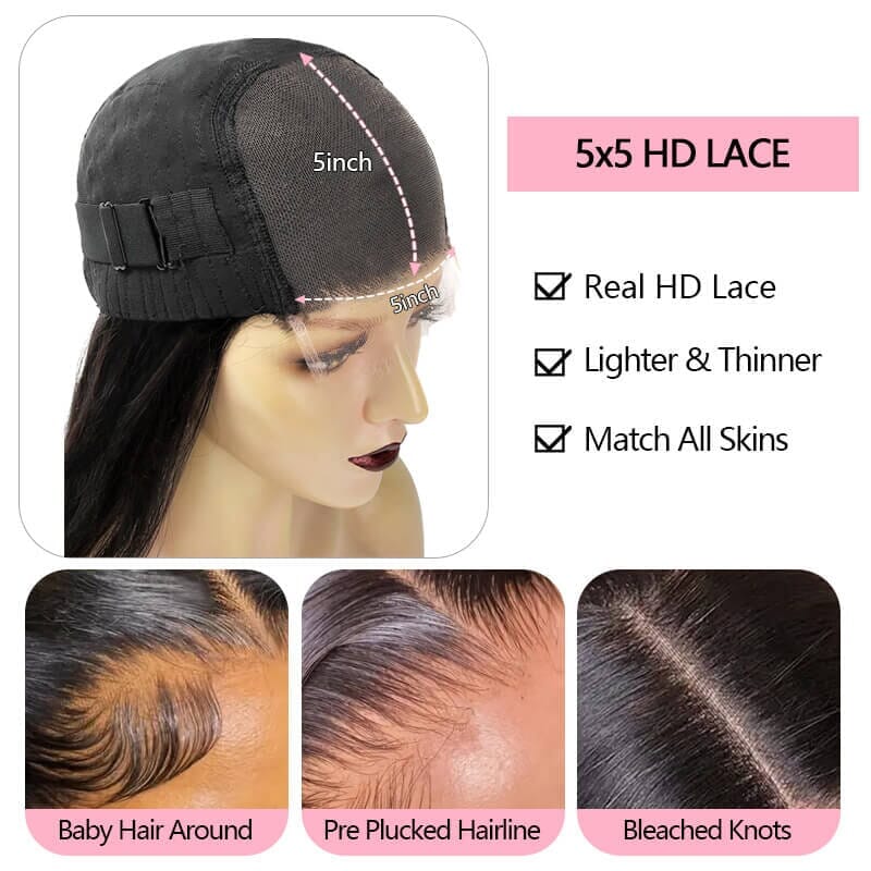 Aligrace Hair 5x5 HD Lace Front Wigs Body Wave Wig
