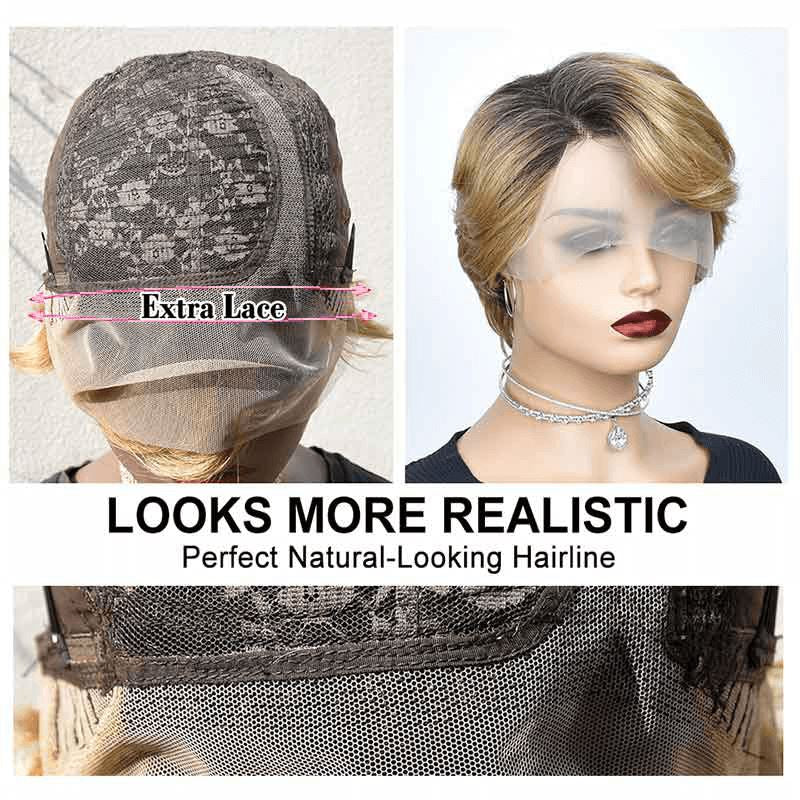 Aligrace T Part Lace Pixie Cut BoB Wigs 1B/27
