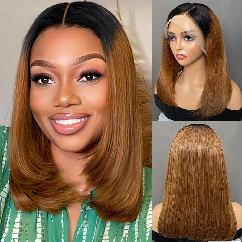 Aligrace 13x4 Lace Front Straight 1B/30 Color Short BoB Wig