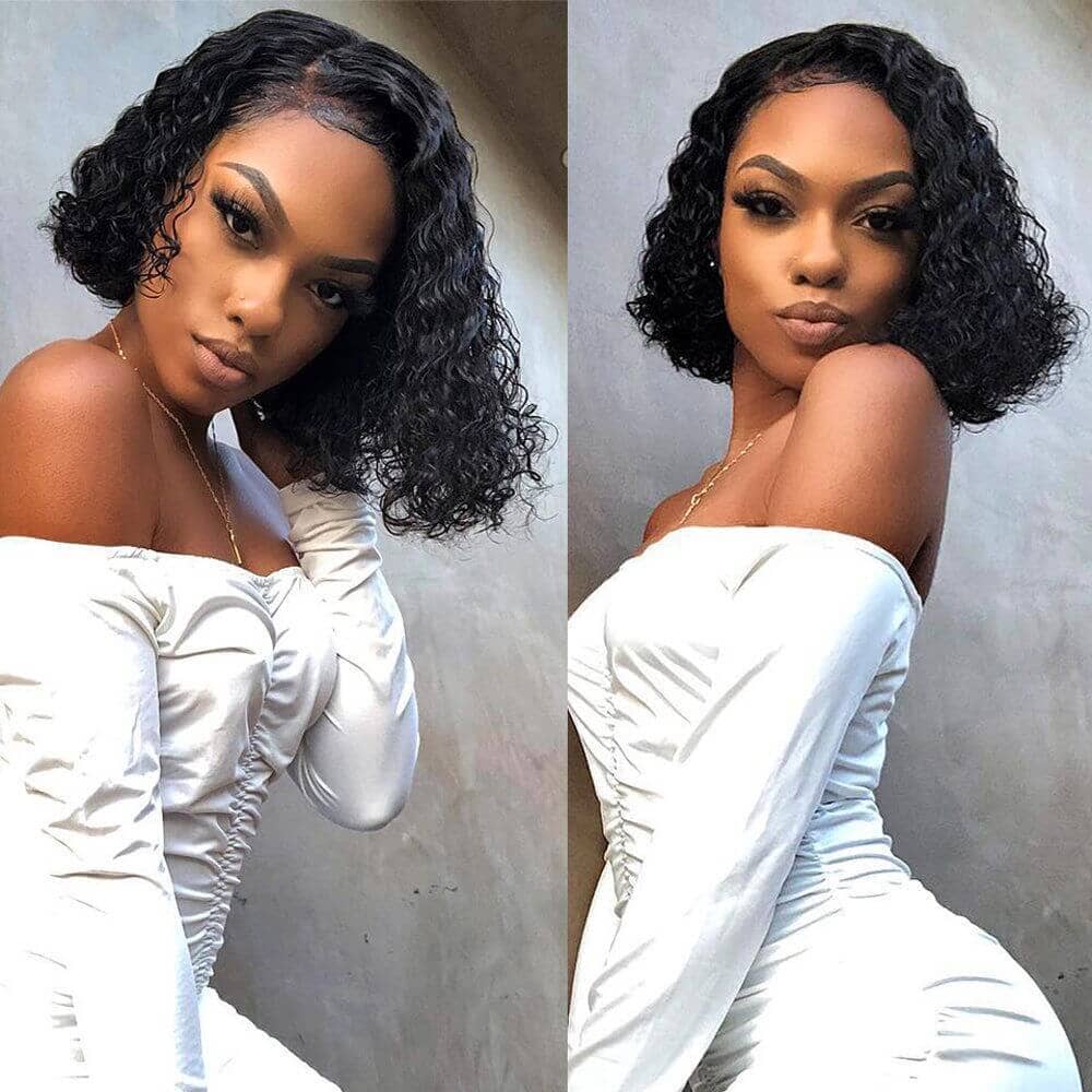 Aligrace Hair Curly 5X5 Skinlike Real HD Lace Human Hair Bob Wigs