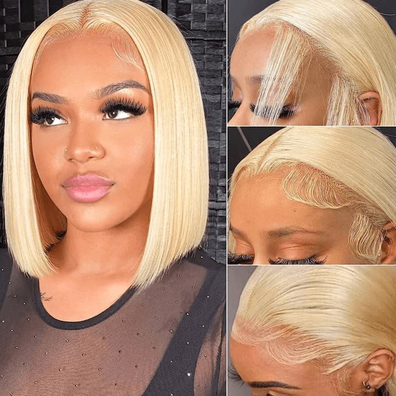 Aligrace 13x4 Lace Front Straight Human Hair BoB wigs 613 Color