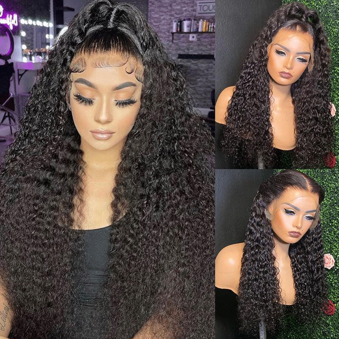 Aligrace Transparent Lace Front Natural Color Curly Human Hair Wigs