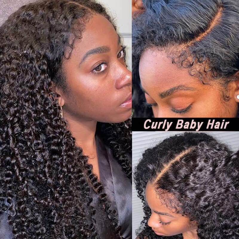 Aligrace 13x4 Lace 4C Edges Hairline Kinky Curly Human Hair Wigs