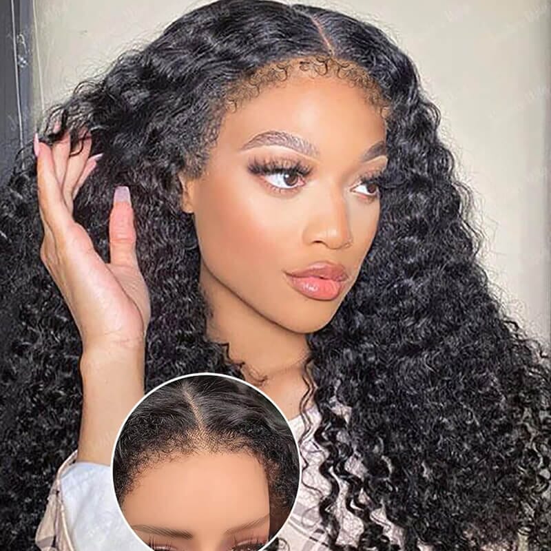 Aligrace 13x4 Lace 4C Edges Hairline Kinky Curly Human Hair Wigs
