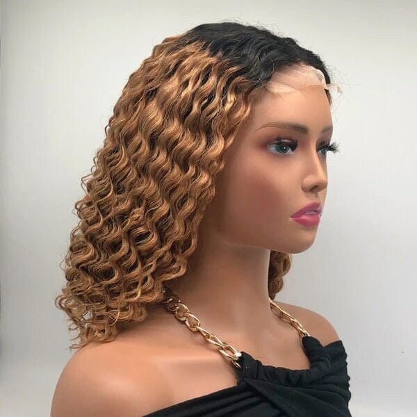 Aligrace Hair 4X4 Lace Closure Deep Wave Bob Wigs AliGrace