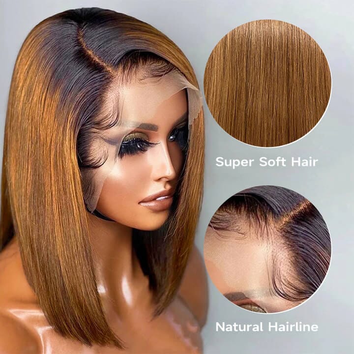 Aligrace 13x4 Lace Front Straight 1B/30 Color Short BoB Wig AliGrace