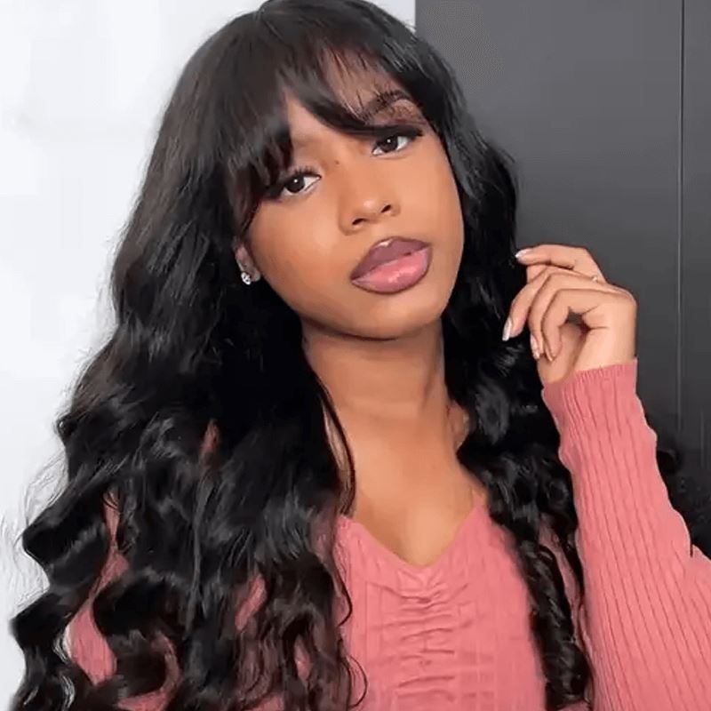 Aligrace Machine Made Body Wave Wig with Bangs