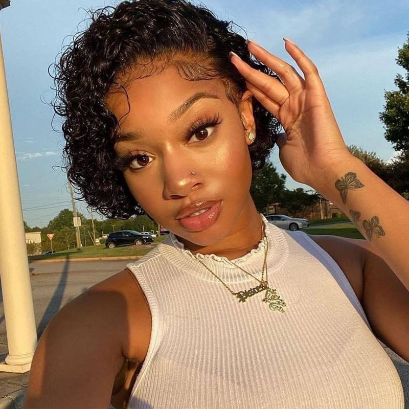 Ali Grace 13X1 Lace Pixie Cut Short Bob Curly Wigs
