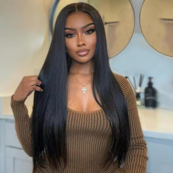 Aligrace 5x5 HD Lace Front Straight Wigs Natural Black
