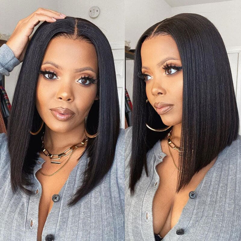 Aligrace Hair 5x5 Pre Cut Lace Wear and Go Glueless Straight Bob Wig for Black Women