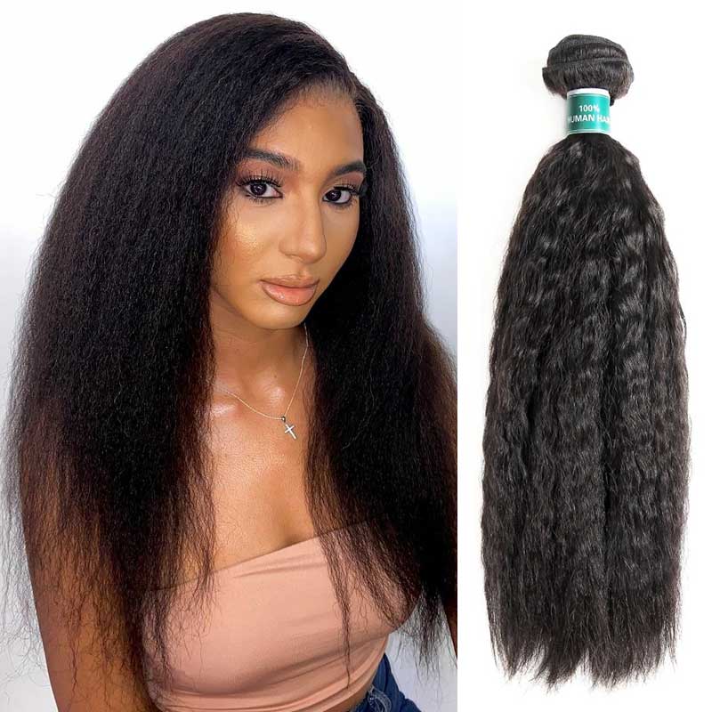 Ali Grace 12a Grade Kinky Straight 1 Bundle Human Hair Weave Natural Black Color Kinky Straight Hair Bundles AliGrace 10 Malaysian