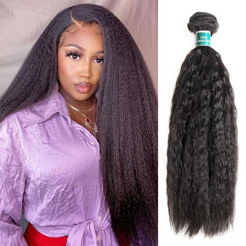 Ali Grace 12a Grade Kinky Straight 1 Bundle Human Hair Weave Natural Black Color Kinky Straight Hair Bundles AliGrace 10 Peruvian