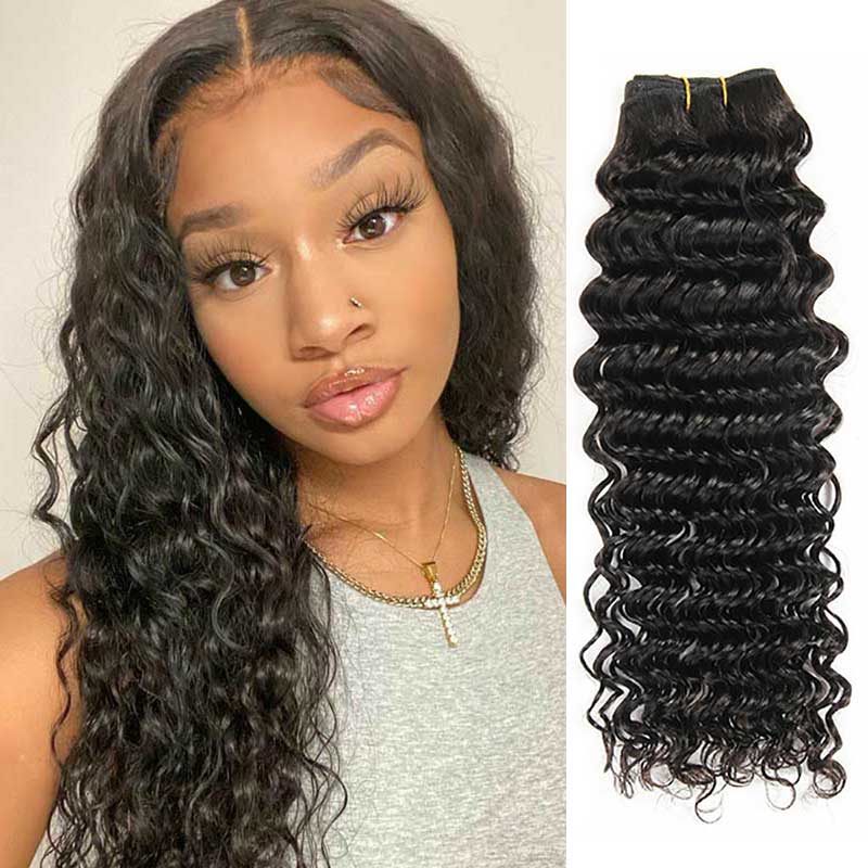 Ali Grace 12A Grade Deep Wave Curly Hair 1 Piece 100% Virgin Human Hair Bundles Deep Wave Hair Bundles AliGrace 10 Malaysian