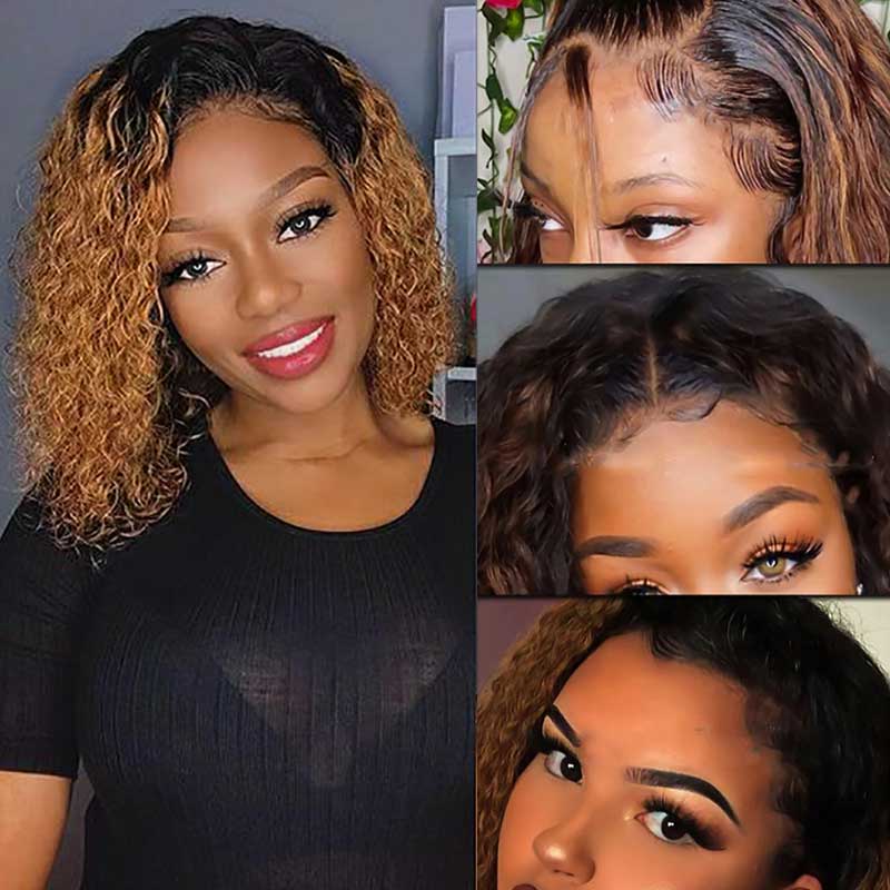 Aligrace 13x4 Lace Curly BoB Wigs Ombre 1B/30