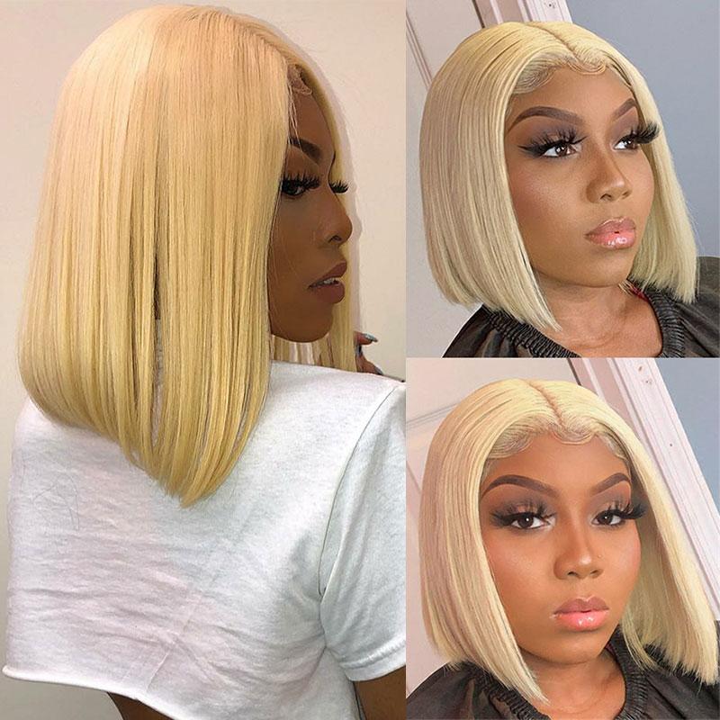 Aligrace 13x4 Lace Straight Glueless Bob Wigs Blonde Color