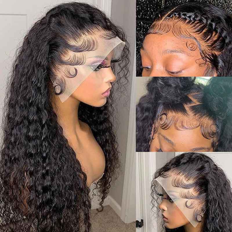 Aligrace T Part Lace Water Wave Human Hair Wigs