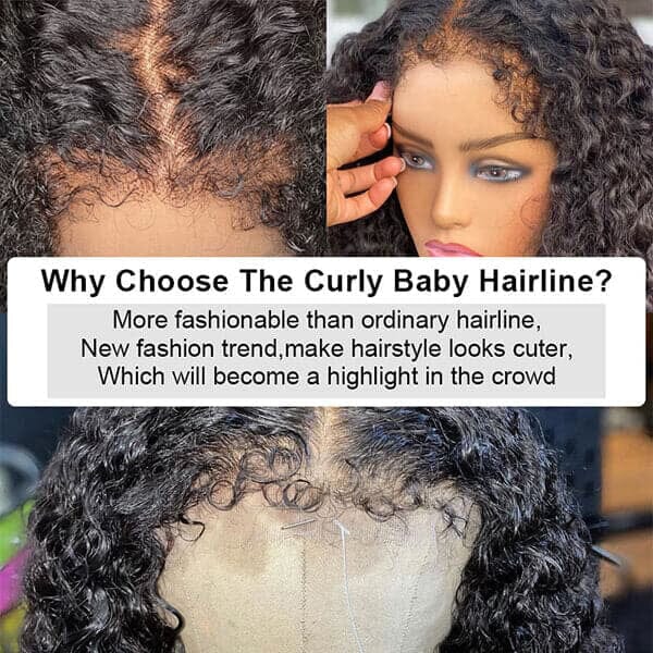 Aligrace 13x4 Lace 4C Edges Hairline Kinky Curly Human Hair Wigs