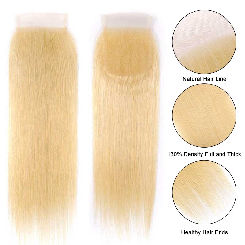 ALI GRACE Straight 613 Blonde 4x4 Lace Closure Pre Plucked With Baby hair 4*4 Lace Closure AliGrace