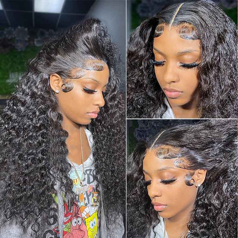 Aligrace T Part Lace Water Wave Human Hair Wigs
