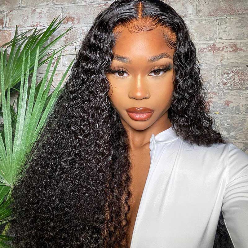 Aligrace Transparent Lace Front Natural Color Curly Human Hair Wigs