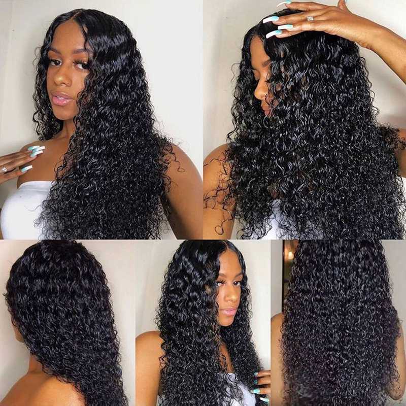 Aligrace Transparent Lace Front Natural Color Curly Human Hair Wigs