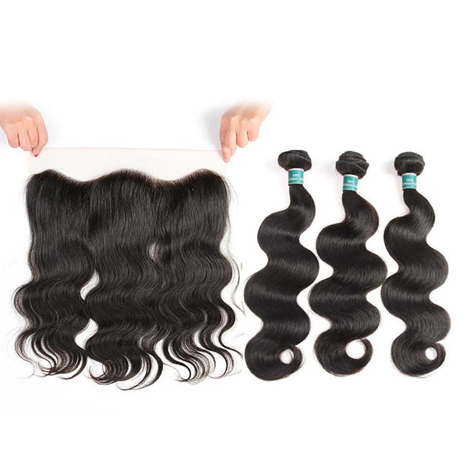 Ali Grace Peruvian Body Wave Hair Bundles 3 Pcs with 13x4 Lace Frontal