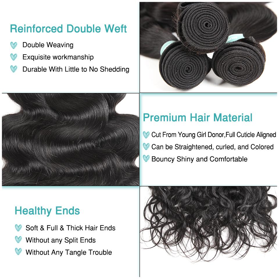Ali Grace Peruvian Body Wave Hair Bundles 3 Pcs with 13x4 Lace Frontal