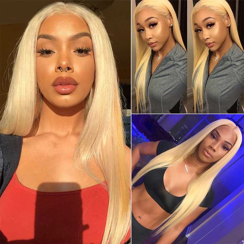 Blonde Straight Human Hair Wigs-10