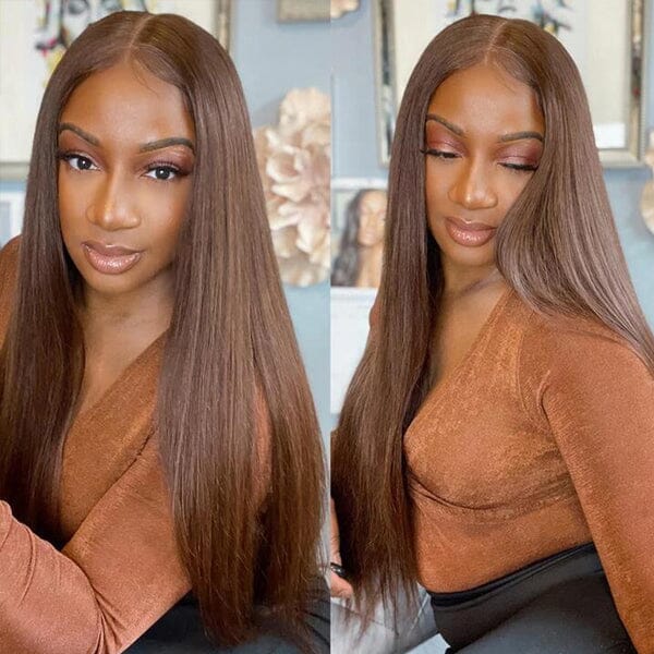 Aligrace 13x4 Lace Straight Wigs #4 Chocolate Brown Color