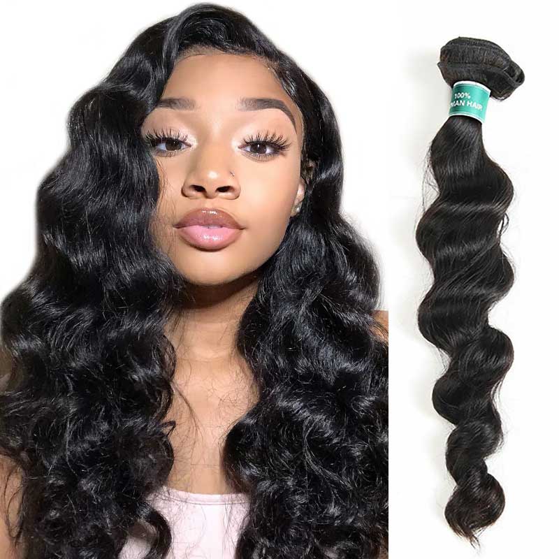 Ali Grace 12a Grade Loose Wave 1 Bundle Deal Thick Full Human Hair Weave Bundles Natural Black Loose Wave Hair Bundles AliGrace 10 Peruvian