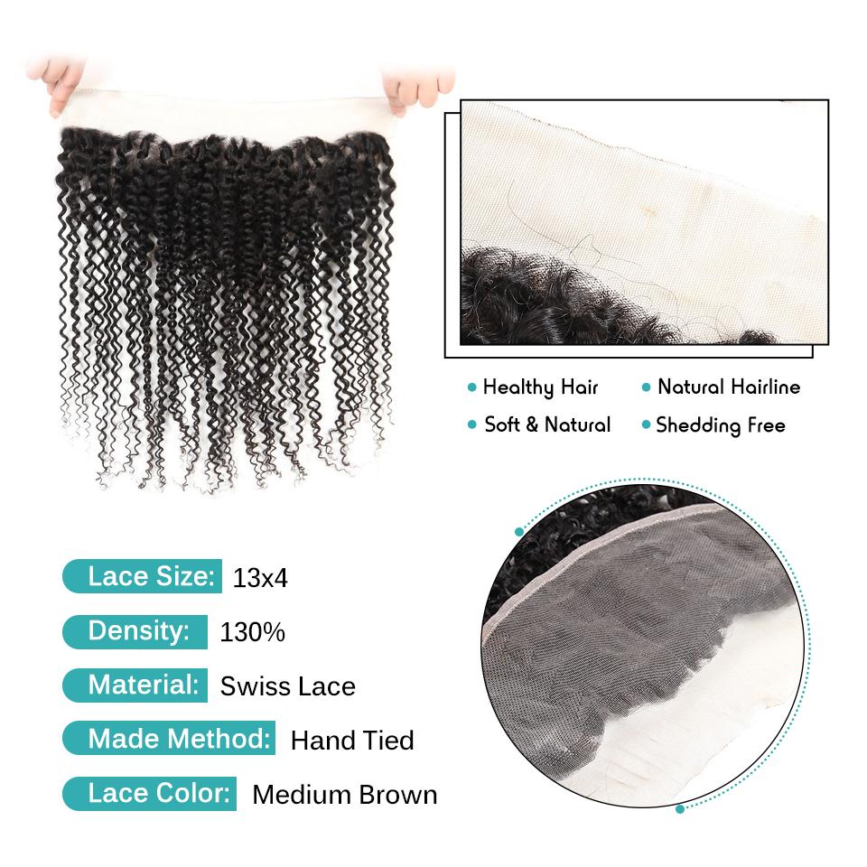 Ali Grace Kinky Curly Hair Bundles 3 Pcs With 13x4 Lace Frontal