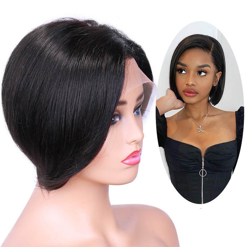 Aligrace Pixie Cut Lace Frontal Straight Human Hair Wigs