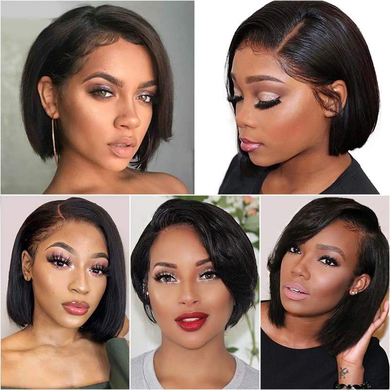 Aligrace Pixie Cut Lace Frontal Straight Human Hair Wigs