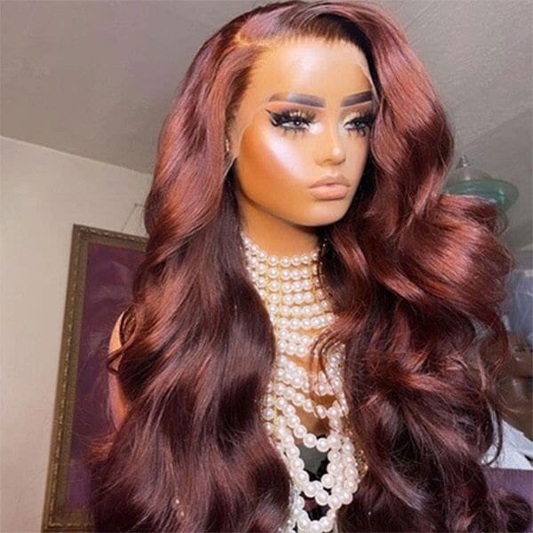 Aligrace 13x4 Lace Body Wave Human Hair Wig Reddish Brown